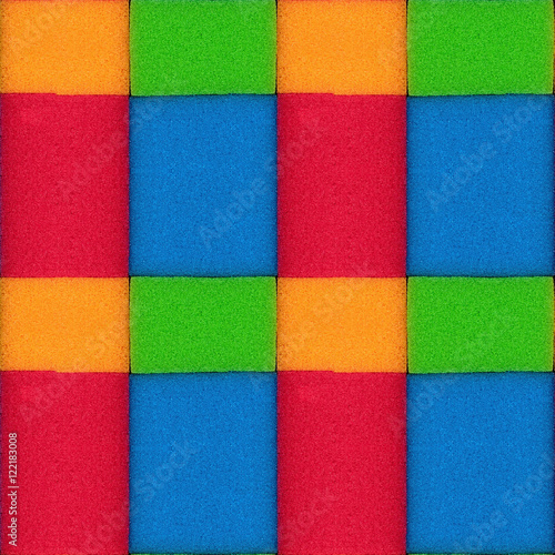 seamless texture sponge close-up of red green blue orange cubes