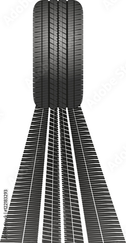 isolated wheel and tire track