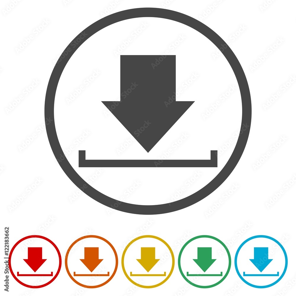 Download icon in circle. Vector illustration Download icon in circle. Vector illustration