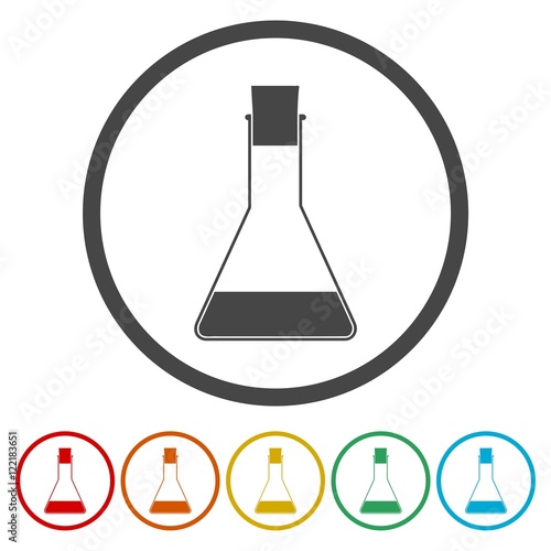 Closed laboratory glass test tube with liquid symbol sign simple icon on background
