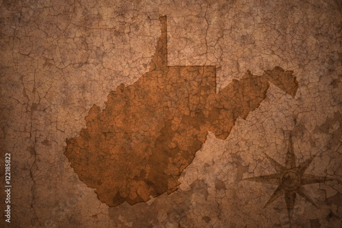 west virginia state map on a old vintage crack paper background