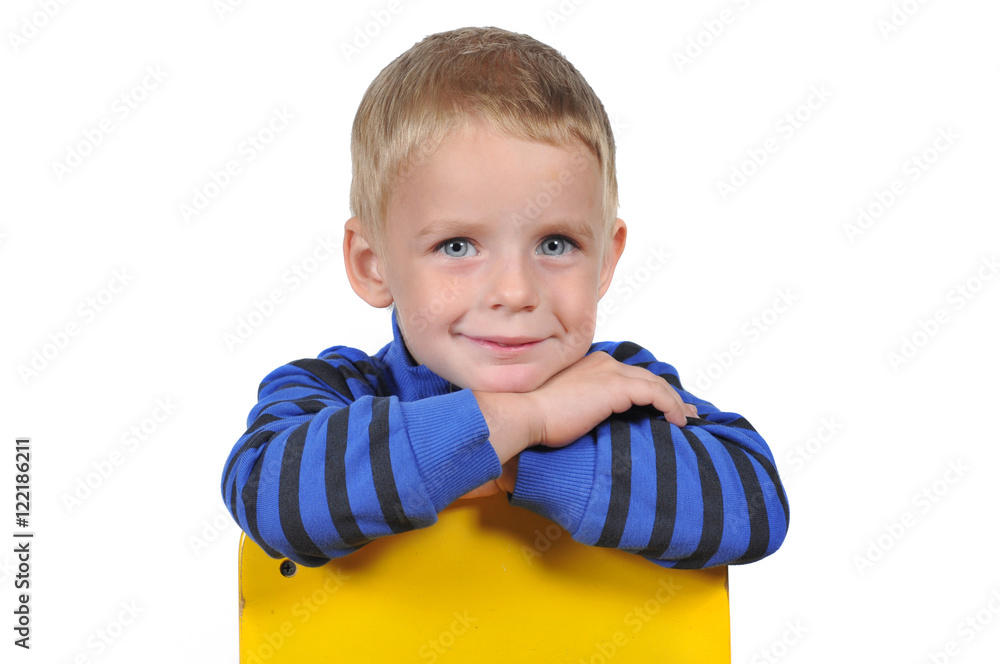 Portrait of a cute boy child on white background Portrait of a cute boy child on white background