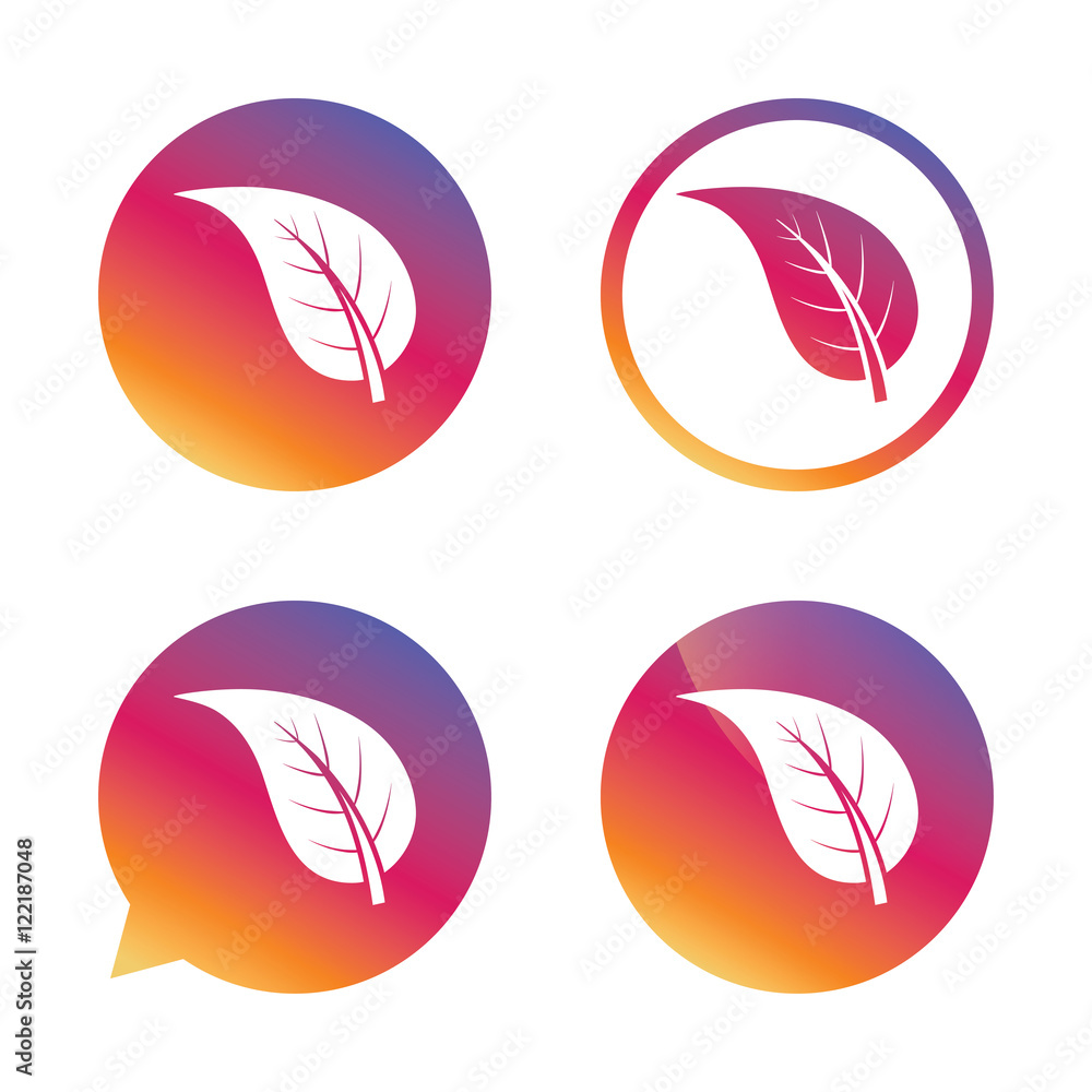 Leaf sign icon. Fresh product symbol. Leaf sign icon. Fresh product symbol.