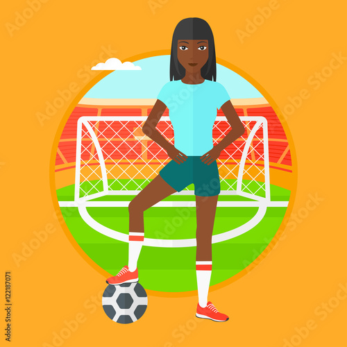 Football player with ball vector illustration.