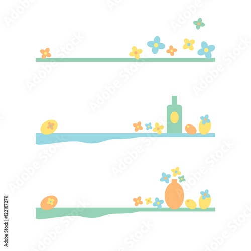 Set of dividers with flowers and still life objects
