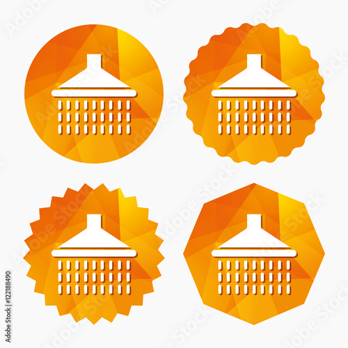 Shower sign icon. Douche with water drops symbol.