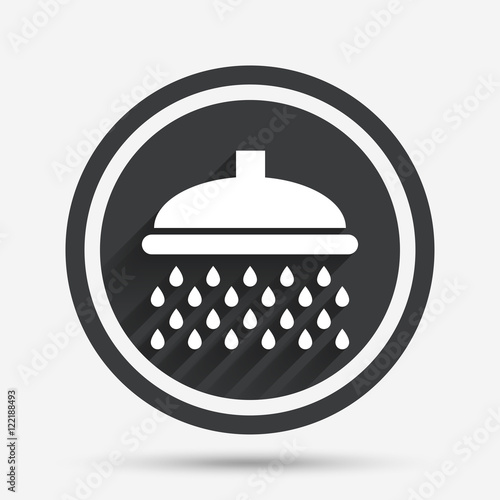 Shower sign icon. Douche with water drops symbol.