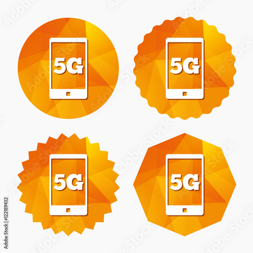5G sign. Mobile telecommunications technology.
