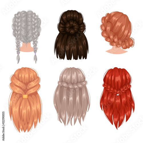 Vector woman hairstyle back view