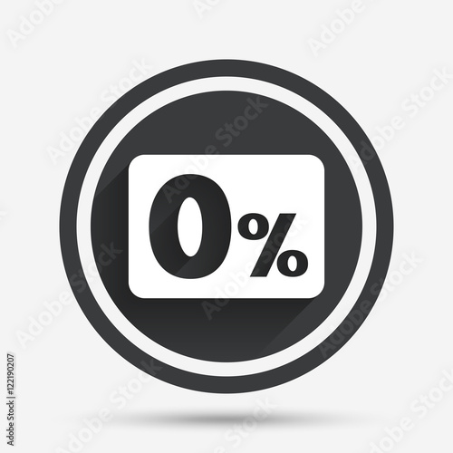 Zero percent sign icon. Zero credit symbol.