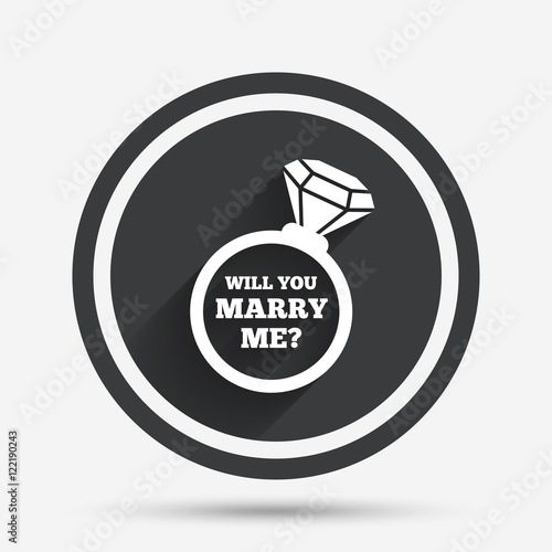 Marry me ring sign icon. Engagement symbol.
