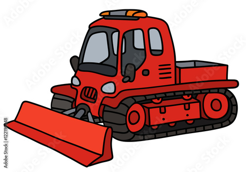 Funny red snowgroomer