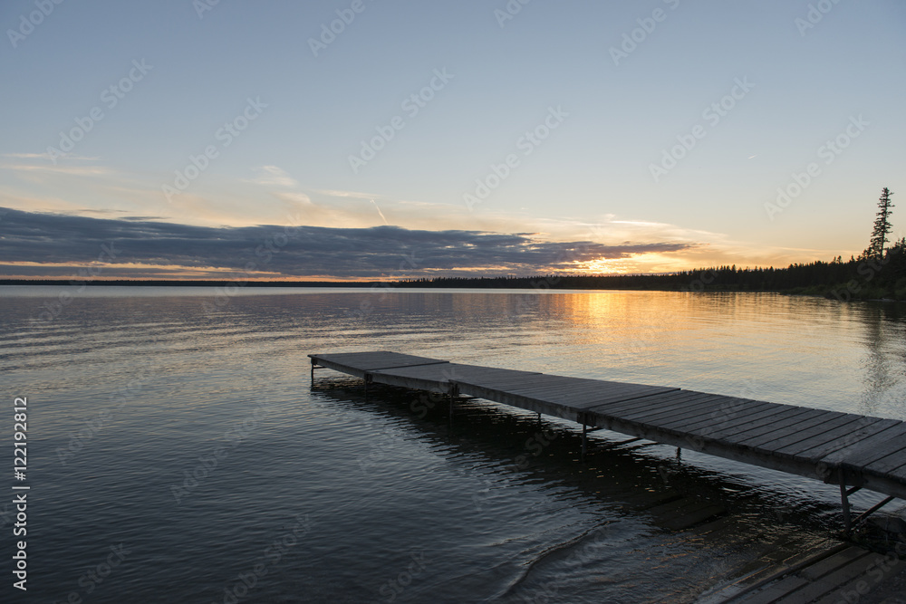 Boardwalk in a lake, Lake Audy Campground, Riding Mountain Natio