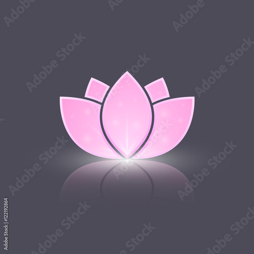 Glowing lotus flower icon. Vector illustration, eps 10.