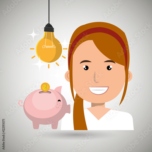 woman piggy coin idea vector illustration eps 10