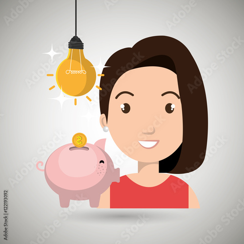 woman piggy coin idea vector illustration eps 10