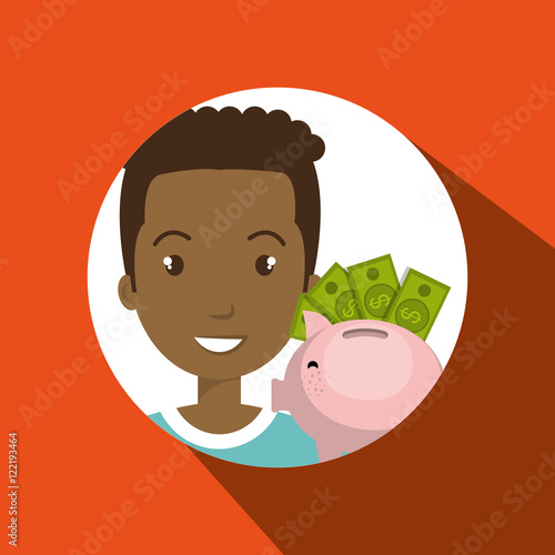 man piggy coin idea vector illustration eps 10