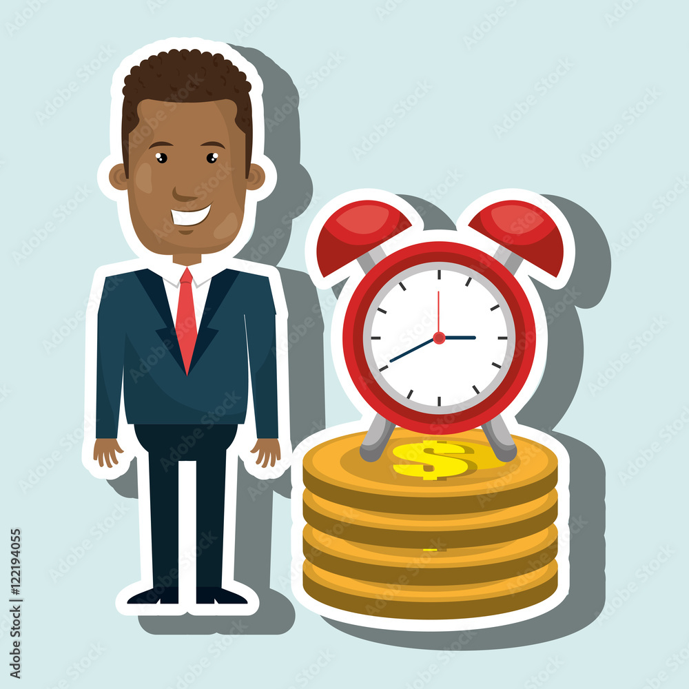 man pile coin clock vector illustration eps 10 man pile coin clock vector illustration eps 10