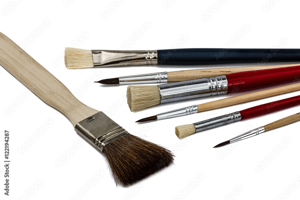 Fototapeta premium Set of paint brushes, isolated on white background