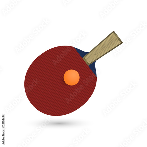 Table tennis racket and ball. Isolated on a white background. Vector illustration, eps 10.
