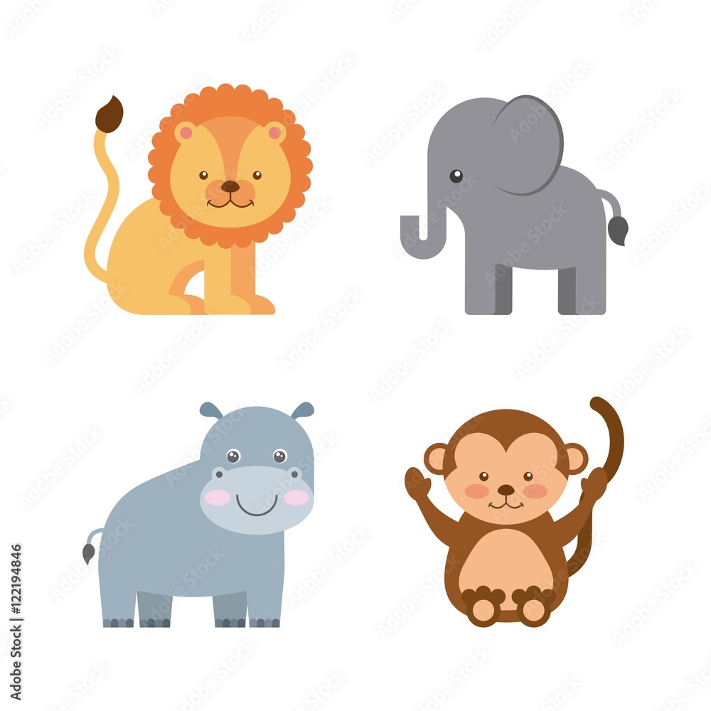 group animal cute icon vector illustration design