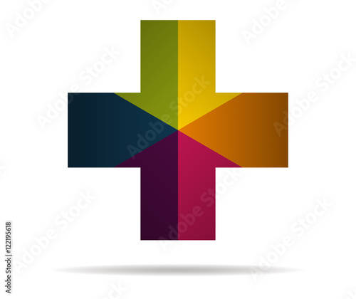 cross multicolor icon vector