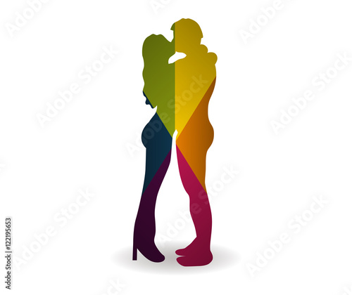 kissing couple multicolor icon vector
