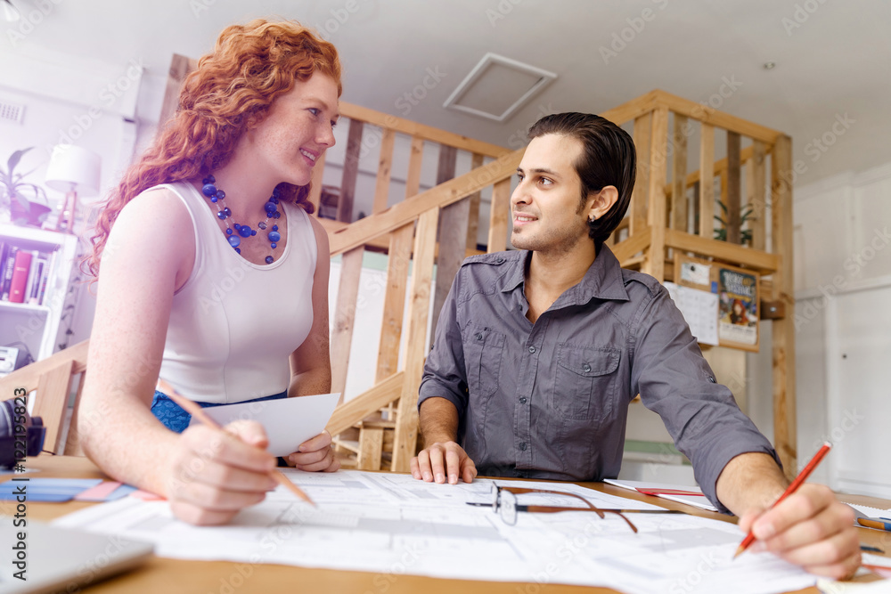 Two young architects in office Two young architects in office