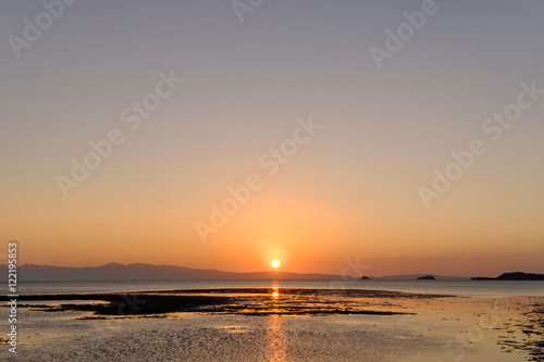 ebb tide and sunset at Bakunyai island  Satun province   Thailan
