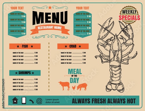 Restaurant Fast Foods menu on chalkboard vector format eps10