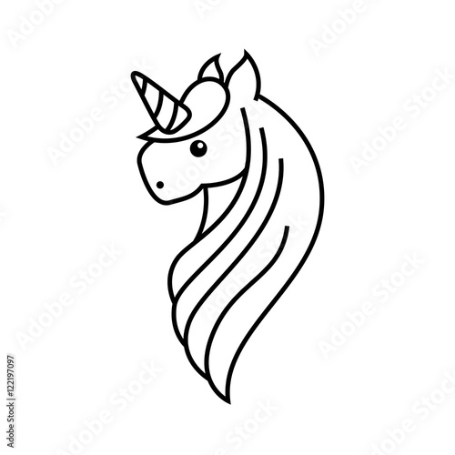 drawing cute unicorn icon vector illustration design