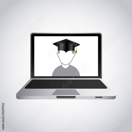 education online infographic with laptop vector illustration design