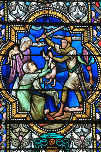 Le massacre des innocents. Vitrail. Basilique du Sacré-Coeur. Paray-le-Monial. / The massacre of the innocents. Stained glass. Basilica of the Sacred Heart. Paray-le-Monial.