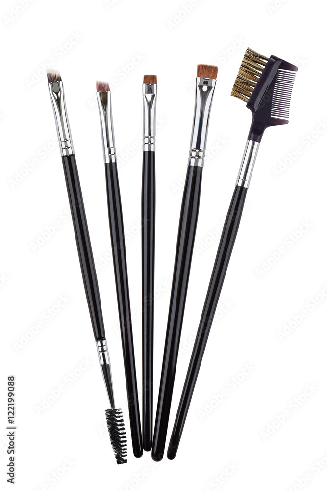 Brow makeup brushes set. Isolated. White background