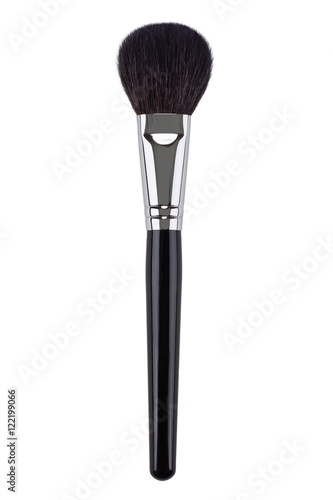 Black natural powder makeup brush. Isolated. White background