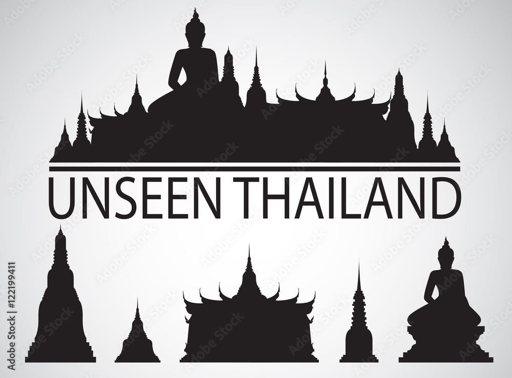 Obraz premium silhouette Wat in bangkok thailand