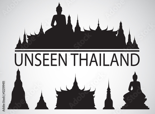 silhouette Wat in bangkok thailand