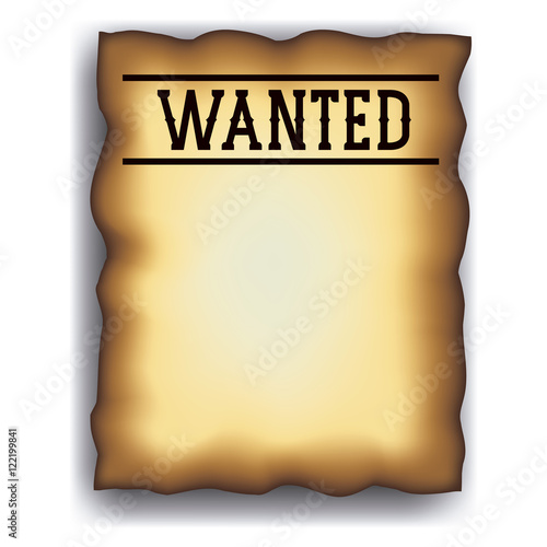 Wanted paper poster icon. Search and western theme. Vintage retro and isolated design. Vector illustration