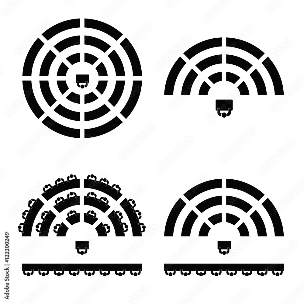 people icon on round table in black color illustration people icon on round table in black color illustration