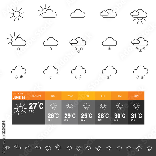 weather forecast icon set illustration in colorful