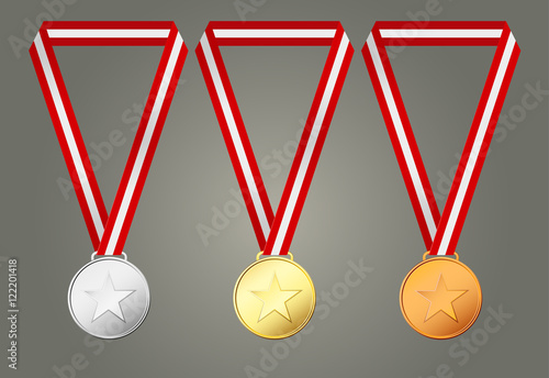 gold, silver and bronze medals.vector