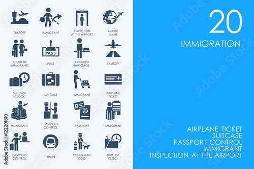 Set of BLUE HAMSTER Library immigration icons photo