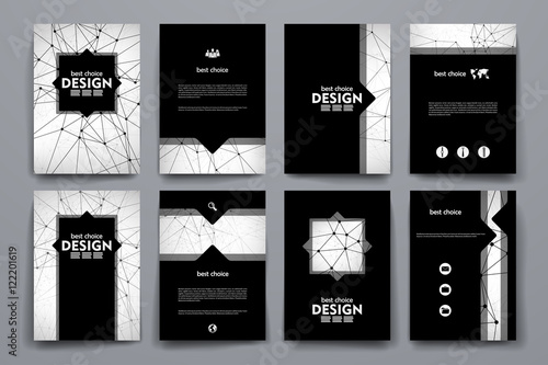Set of brochure, poster design templates in Molecular structure style
