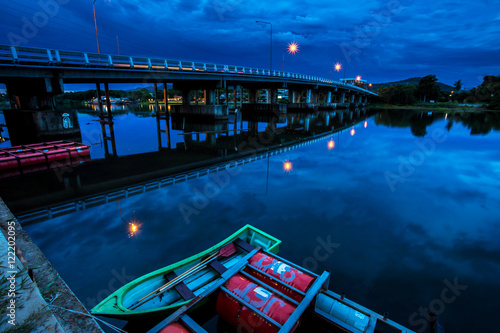 Fishing Boat on calm water of river Over the night © piyawatfoto