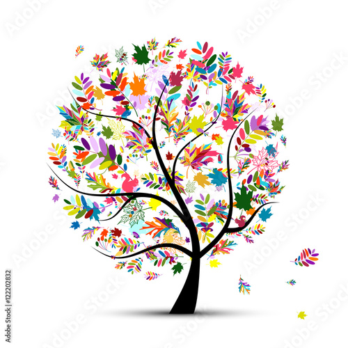 Colorful autumn tree for your design