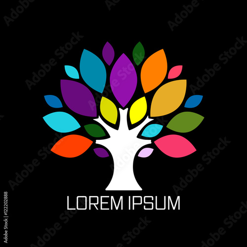 Art tree colorful for your design