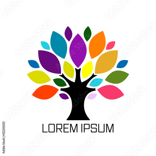 Art tree colorful for your design
