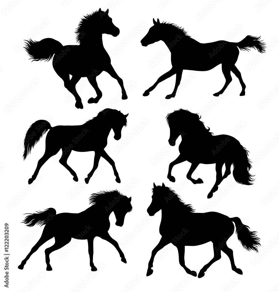 Horse Running Silhouettes, illustration art vector design Horse Running Silhouettes, illustration art vector design