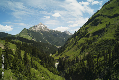 Lush valley and mountain peak, Austria photo