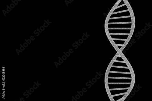 DNA Double Helix Isolated on Black Background with Copy Space 3D Illustration